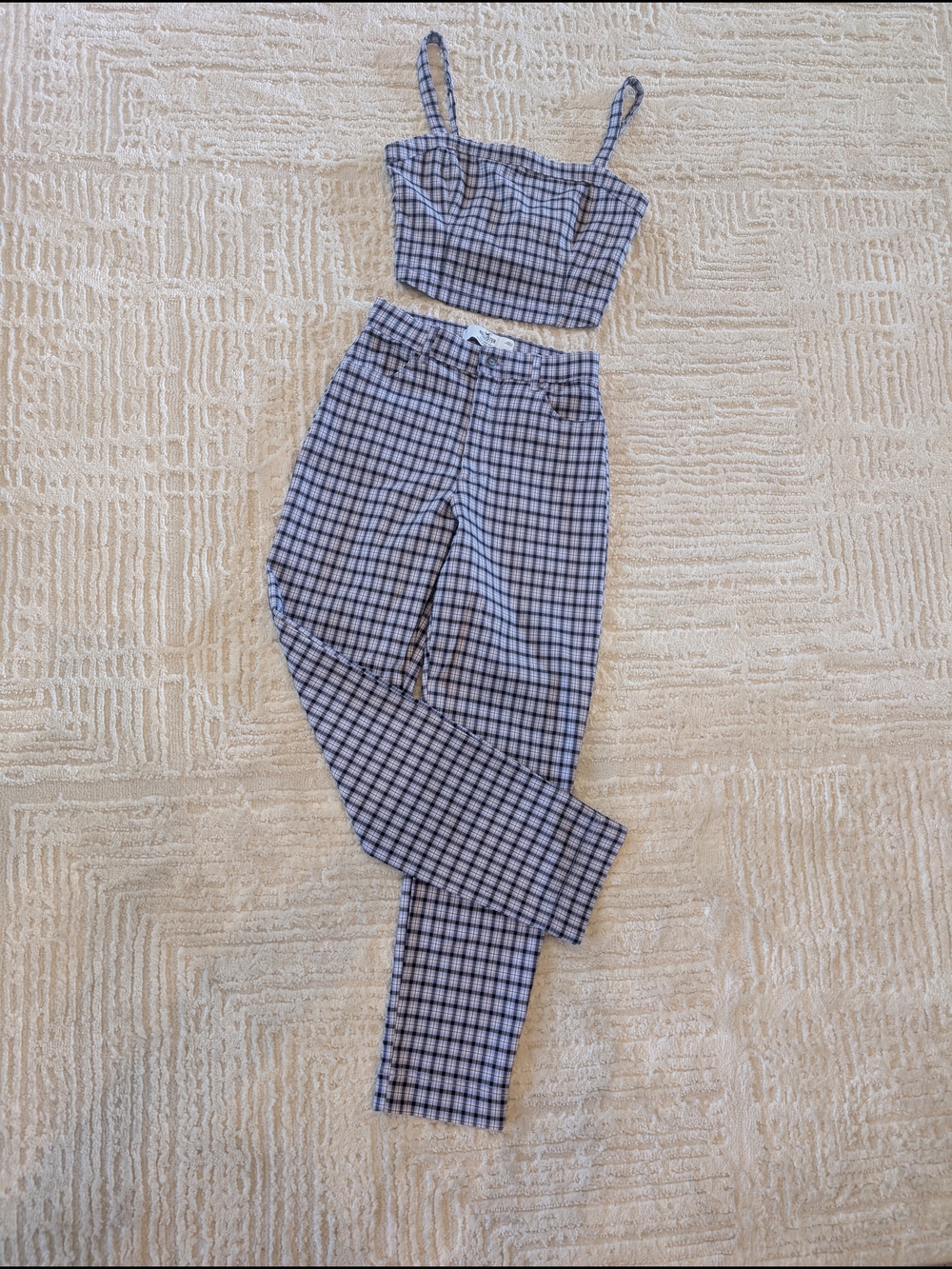 Hollister Lavender Plaid Skinny Pants with Matching Crop Top